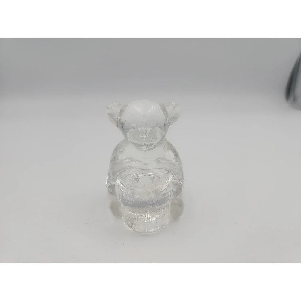 Vintage Lefton‎ Glass Bear Mini Taper Candle Holder Curio Trinket Figurine